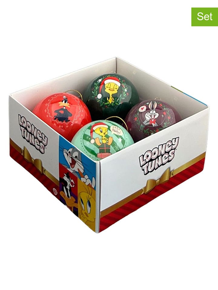 Christmas Inspirations 4er-Set: Christbaumkugeln "Looney Tunes" in Bunt - Ø 7,5 cm - onesize