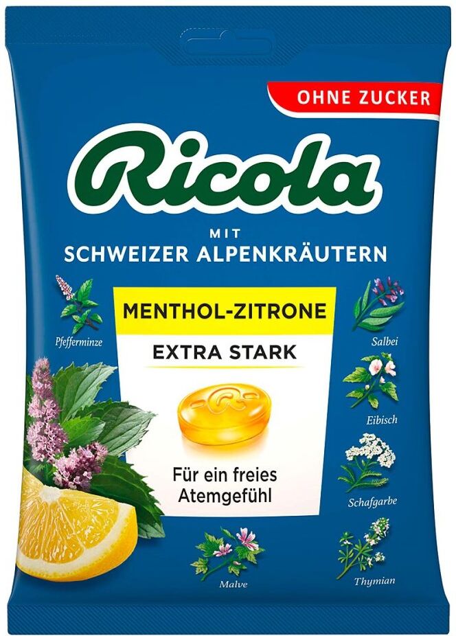 Ricola ohne Zucker Menthol-Zitrone Extra Stark Bonbons