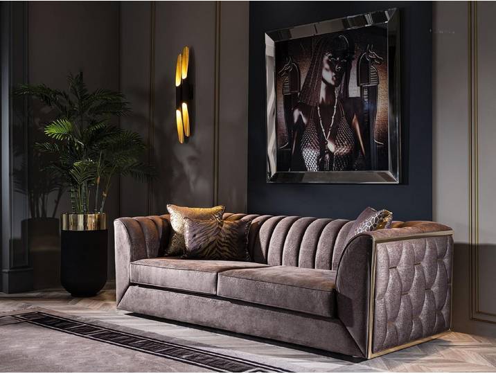 JVmoebel 3-Sitzer Taupefarbenes Textilsofa mit elegantem Design und hoher Langlebigkeit, 1 Teile, Made in Europa