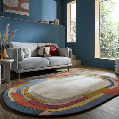 Wollteppich FLAIR RUGS "EMRYC", bunt (mehrfarbig), B:160cm H:8mm L:230cm Ø:22cm, Wolle, Teppiche, aus 100 % Wollflor, Ideal für moderne Einrichtungen