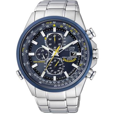 Funkchronograph CITIZEN "Promaster Blue Angels", silber (silberfarben, blau), Armbanduhren, Herren, silberfarben-blau, Armbanduhr, Herrenuhr, Solar, Stoppfunktion, Edelstahlarmband