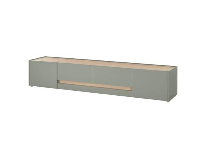 Lomadox Wohnzimmer Schrank Lowboard mit 220 cm Breite in grün mit Eiche, 2 Türen & 2 Schubkästen