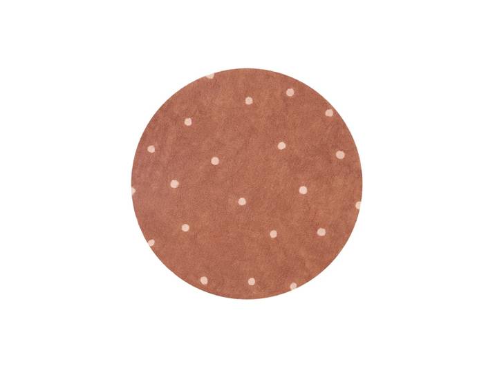 Tapis lavable rond à pois châtaigne