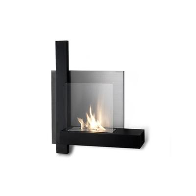 Stones Chassis - Wandbiokamin aus schwarzem Metall