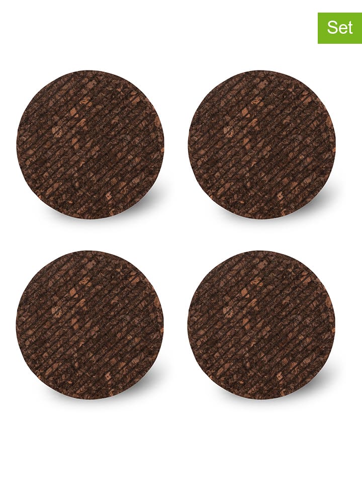 Sagaform 4er-Set: Untersetzer ''Dante'' in Braun - Ø 10 cm - onesize