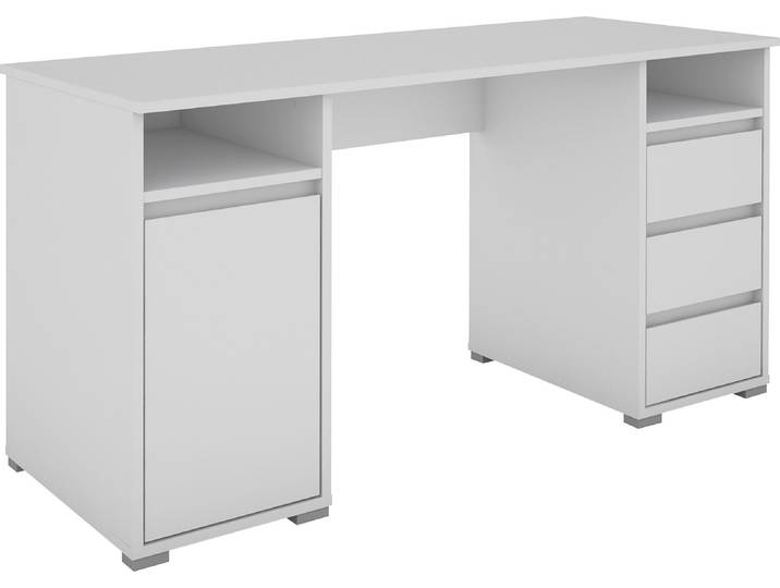 Schreibtisch GOODPRODUCT Leeds , weiss (weiß, weiß, weiß), B:138cm H:75cm T:55cm, Tische, Schreibtisch, Breite 138 cm, Computertisch mit Schubladen, im modernen Design