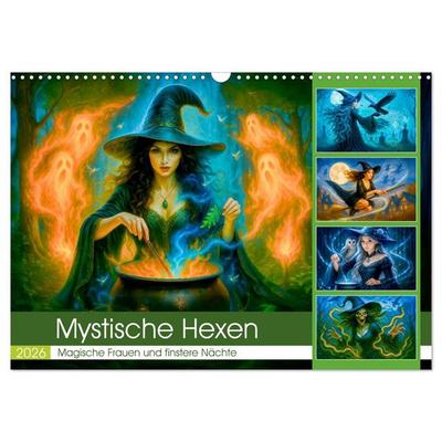 Mystische Hexen - Magische Frauen und finstere Nächte (Wandkalender 2026 DIN A3 quer), CALVENDO Monatskalender