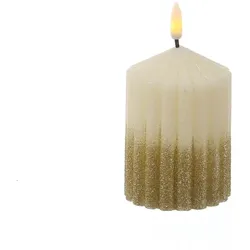 Liv Echtwachs gerillt mit Rillen 7x10cm Timer weiß gold Weihnachten