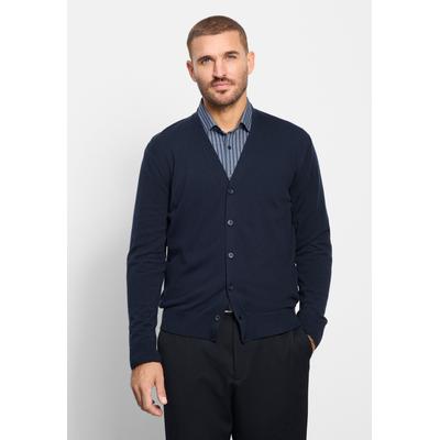 Strickjacke OLYMP "OLYMP Casual Strick, Strickjacke", Herren, Gr. L, blau (marine), 100% Schurwolle, Strickjacken Strickjacke
