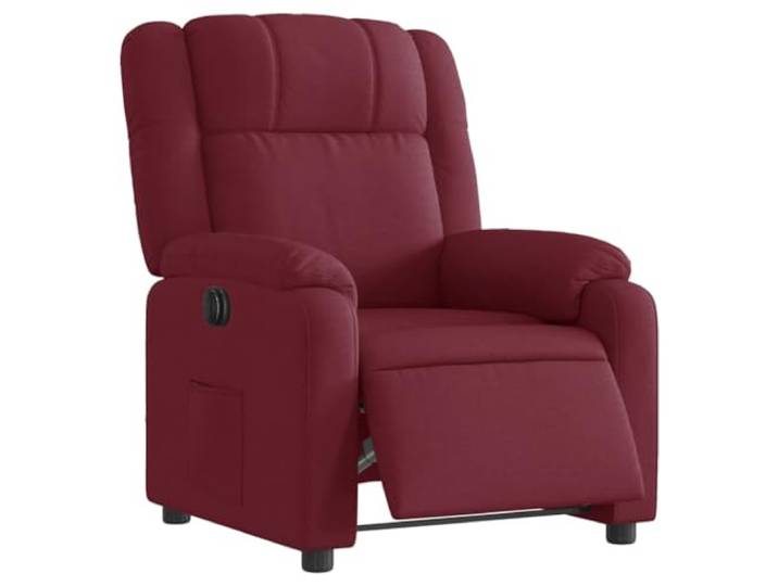 Elektrischer Sessel, neigbar, Weinrot, aus 100 % Polyester Automatische Fußstütze, Holz- und Metallrahmen, Seitentasche, 135 Grad Neigung, max. Belastung 110 kg