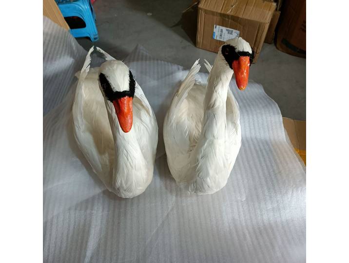 Paire de modèles de cygnes blancs 40x50cm, plumes en mousse simulées, bouche orange, modèle de cygne décoratif, cadeau