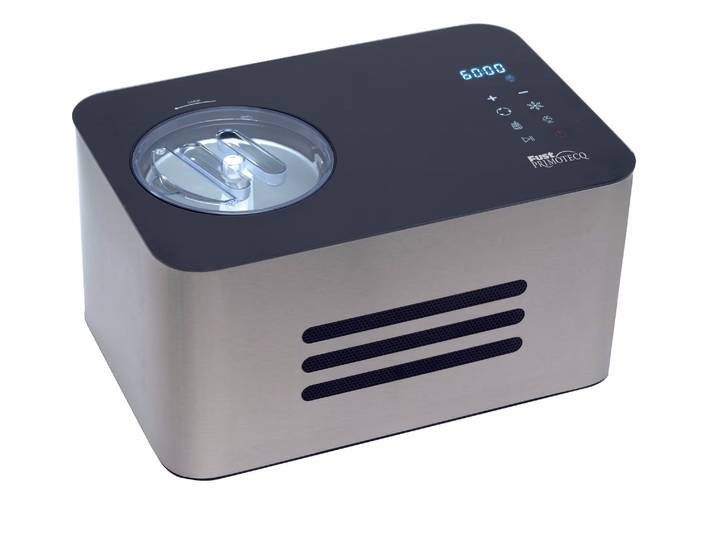 Primotecq Gelatino Pro 2 in 1: Glacé- und Joghurtmaschine – Glacemaschine/Eismaschine – schwarz / grau
