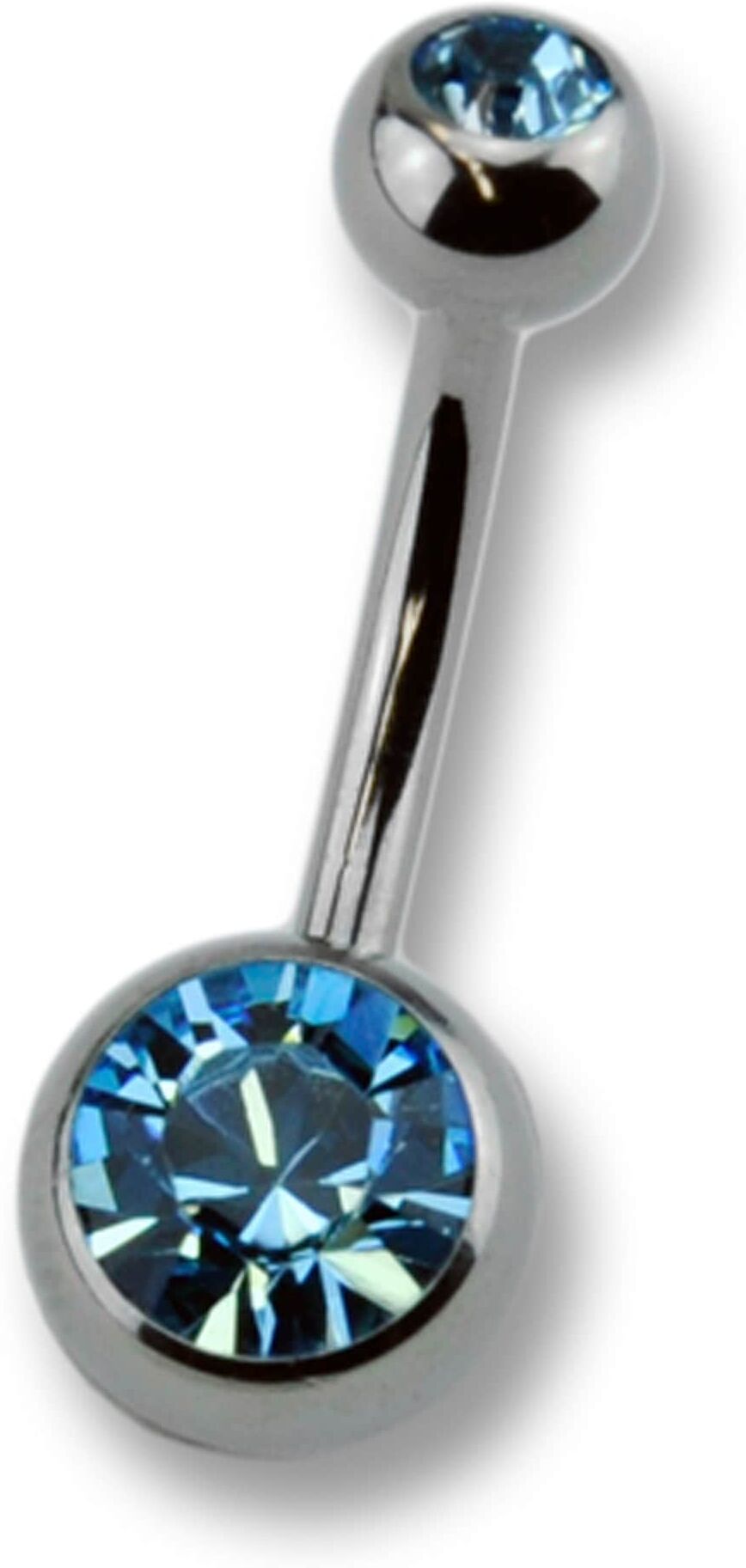 Bauchnabelpiercing ZEEME "Titan silberfarben Kristall dunkelblau", grau (grau, blau), Piercings, Damen, Titan