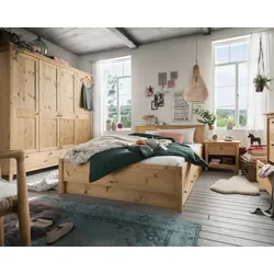 Massivholz »Solvita« Bett laugenfarbig 140x200 cm / kiefer / mit 2 Bettkästen