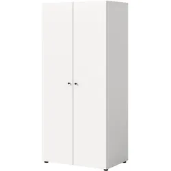 KLEIDERSCHRANK weiß 2-türig 80 cm, Drehtürenschrank mit Kleiderstange