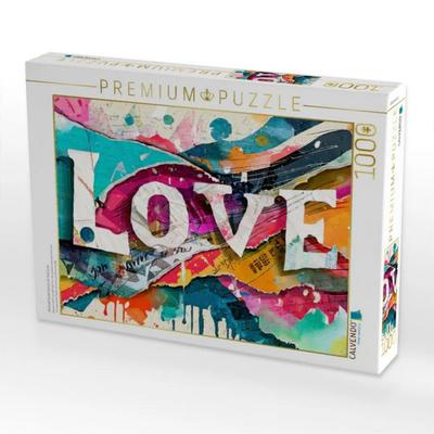 CALVENDO Puzzle Abstrakt bunte Kunst mit Text Love | 1000 Teile Lege-Größe 64x48cm Foto-Puzzle für glückliche Stunden