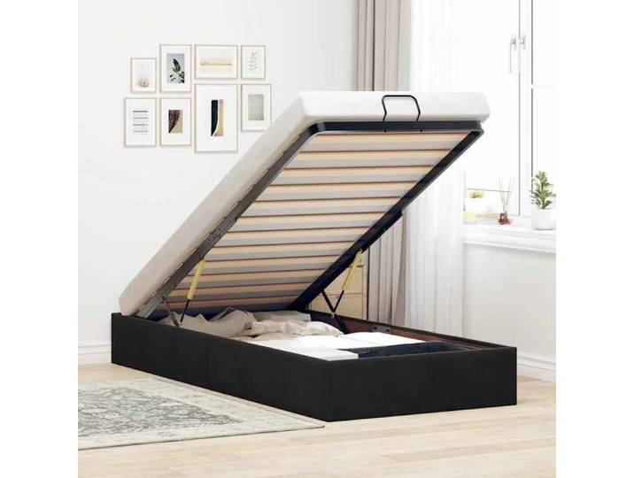 Stable&robuste Cadre de lit ottoman sans matelas noir 90x190 cm velours avec manuel de montage &01_19974