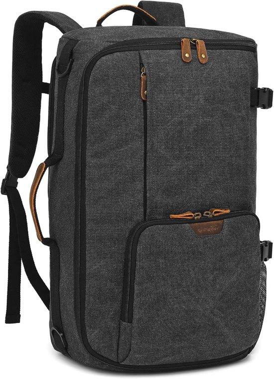 Rucksack für Damen und Herren - Canvas-Weekender und Handgepäcktasche - 40 Liter - geeignet für Laptops bis 17,3 Zoll - dunkelgrau