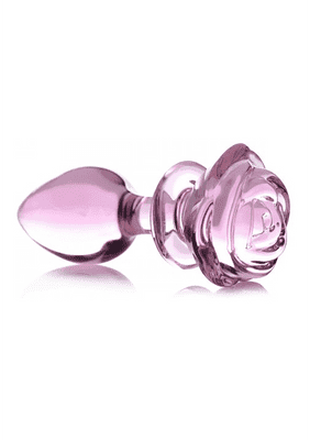 XR Brands Pink Rose - Plug en verre LARGE