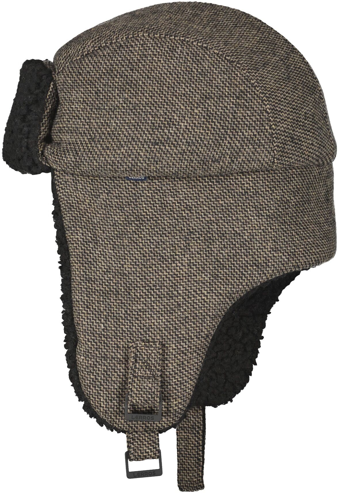 Ohrenmütze LERROS "Trappermütze, ZigZag-Muster mit Teddyfutter", Herren, Gr. PCK, braun (dried tobacco), Materialmix, Mützen Ohrenmütze dried tobacco PCK