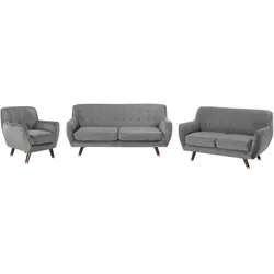 SOFA-SET 6-sitzer Samtstoff Grau Bodo