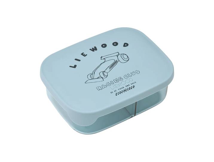 Liewood Arthur Tritan lunchtrommel 13,5x17 cm Raceauto’s-strandblauw