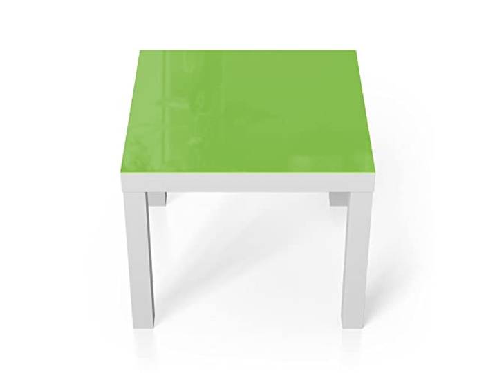 DEQORI Glastisch weiß klein 55x55 cm Unifarben - Hellgrün ausgefallener Beistelltisch aus Glas Hochglanz Couchtisch fürs Wohnzimmer moderner Couch Tisch mit Design