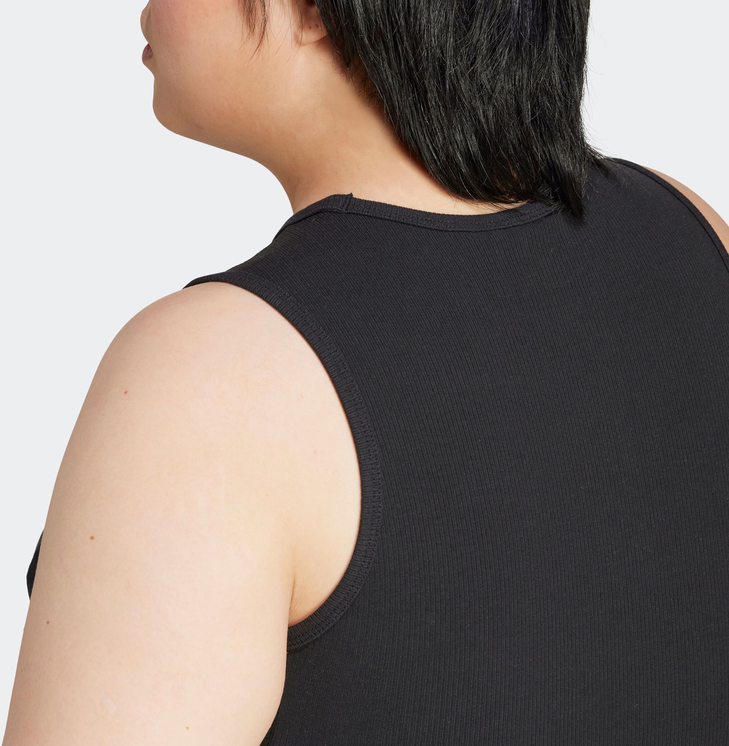 Tanktop ADIDAS ORIGINALS "ESSENTIALS RIBBED TANK (PLUS SIZE)", Damen, Gr. 3X, schwarz, Obermaterial: 46% Baumwolle, 45% Viskose, 9% Elasthan, Tops Tanktop, sportlicher Stil, leichtes und flexibles Design schwarz 3X