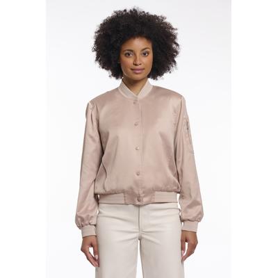 Blouson RINO & PELLE "BANNER", Damen, Gr. 42, beige (smoked pearl), Web, Obermaterial: 97% Polyester, 3% Elasthan. Futter: 100% Polyester, hüftlang, Bündchen, Jacken Blouson, mit falscher Tasche am Ärmel, glänzende Qualität