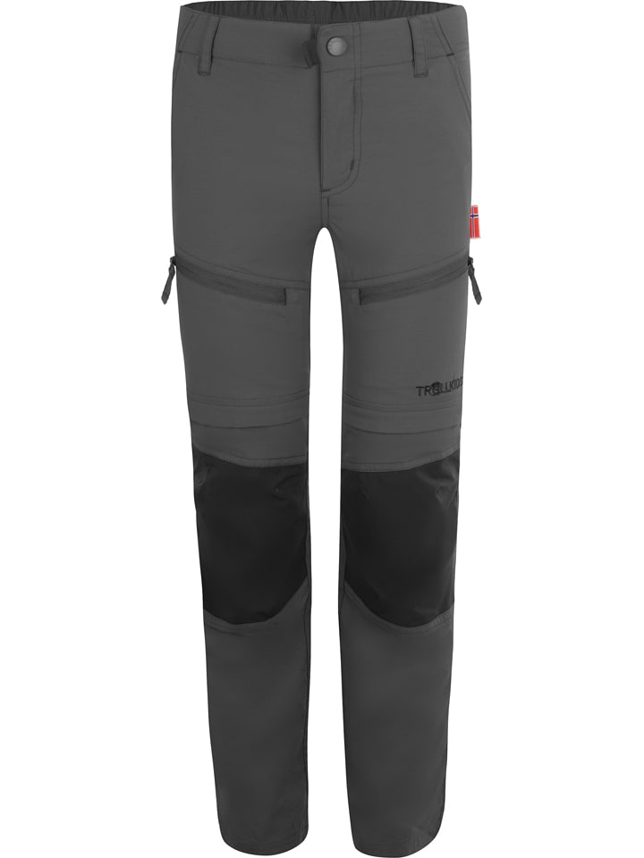 Trollkids Zipp-Off-Trekkinghose "Nordfjord" - Slim fit - in Grau - 152