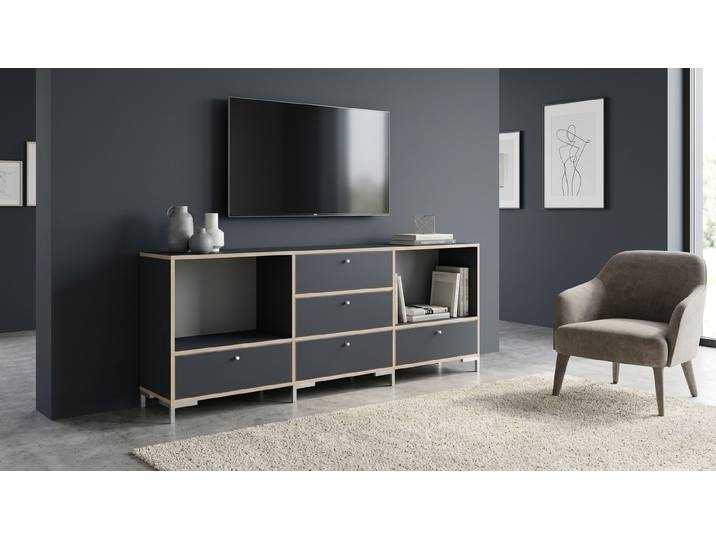 TV Schrank nach Maß Premium Dekore Schwarz Multiplex Kante