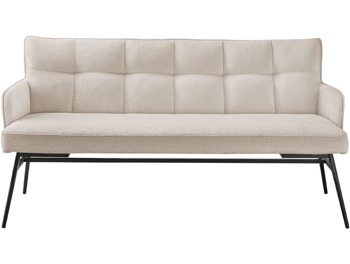 Essbank Tucson , creme, schwarz, B:180cm H:88cm T:68cm, Eisen, Polyester, SET ONE BY MUSTERRING, Sitzbänke, Essbank, Micro-Taschenfederkern und schwarzes Eisen-Gestell für hohen Komfort