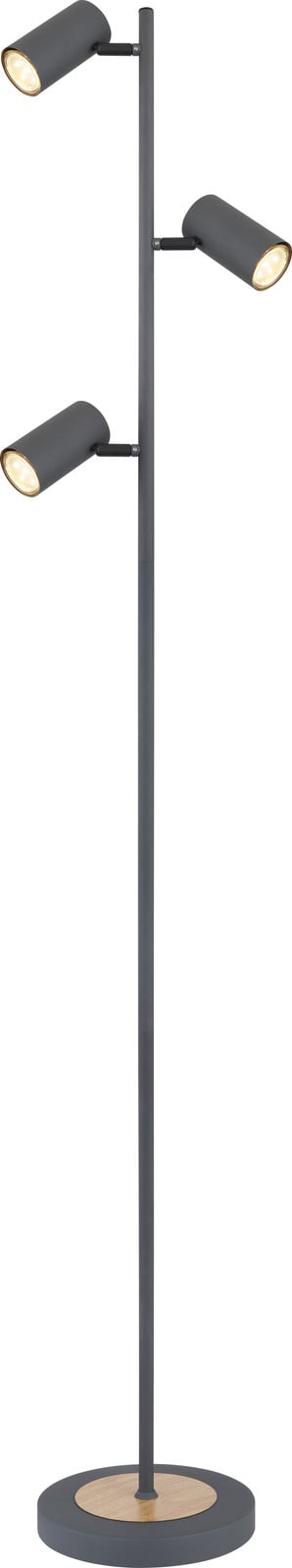 Globo Lighting Vloerlamp Robby 3-lichts grijs metaal B: 23 cm, D: 15 cm, H: 154 cm
