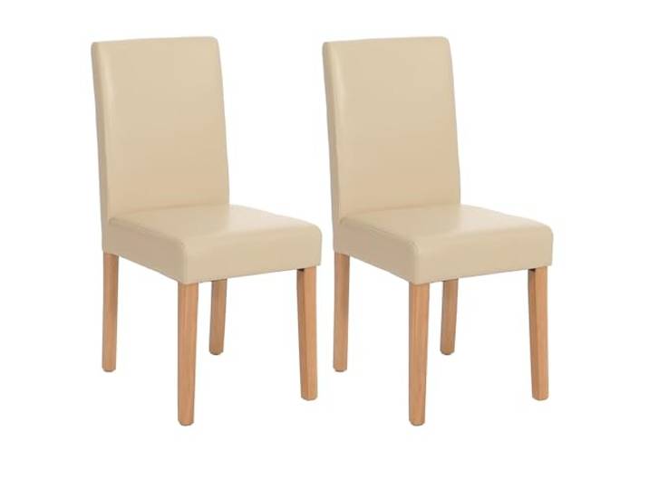 CHEFGASTRO 2er-Set Esszimmerstuhl Stuhl Küchenstuhl klassisch und zeitlos HxBxT 90x43x56cm Sitzhöhe 45cm Leder helle Beine Creme