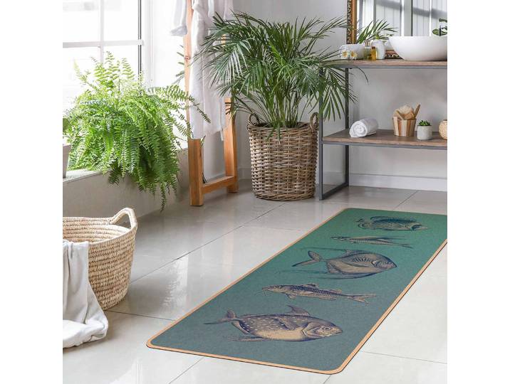 Läufer/Yogamatte Fische 183 x 61cm Blau