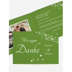 Dankeskarten Hochzeit selbst gestalten mit Spruch und Fotos im Onlinedesigner bei Meine-Kartenmanufaktur.de