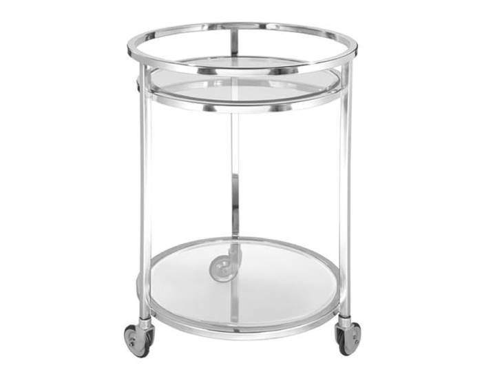 Fink - Siena - Barwagen - Rund - Edelstahl/Glas - Klar/Edelstahl - H: 80 x D.55cm