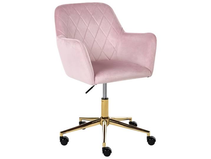 SCHREIBTISCHSTUHL Samtstoff Pastellrosa Leloria