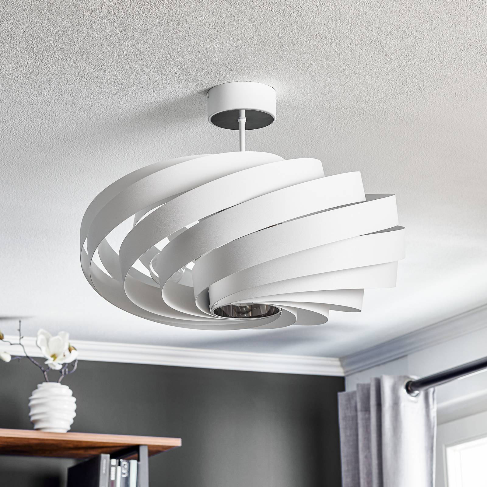 Ceiling Light Vento Domiluce, dimmable, White / opal, Living / Dining Room, metal, Modern, Ceiling Light
