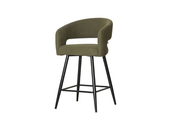 Tabouret De Bar Léna Tissu Vert Pieds Métal Noir Takasit