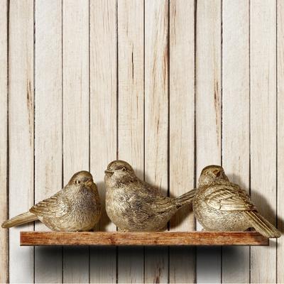 Regency International "Resin Metallic Sitting Bird 4"" 3 Piece Set"