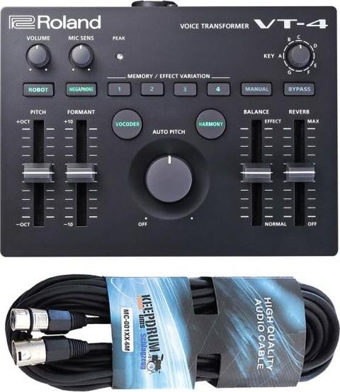 Roland Aira VT-4 stemtransformator met XLR-kabel