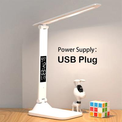 Inspire Select Foldable LED Desk Lamp With Alarm Clock & Thermometer Touch Dimmable Eye Protection Reading Light usb Plug No Battery