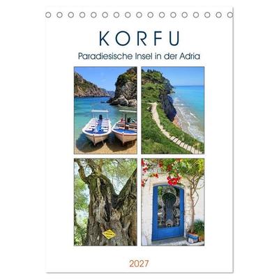 Korfu - Paradiesische Insel in der Adria (Tischkalender 2027 DIN A5 hoch), CALVENDO Monatskalender