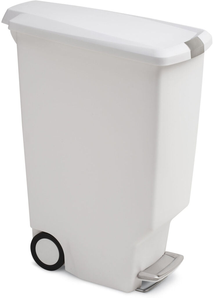 Simplehuman 40L Plastic Slim Pedal Bin White 40L