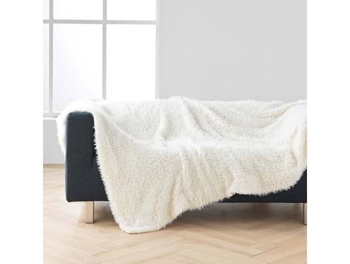Douceur d'Intérieur\, Plaid Chaud Hiver XXL (220 x 240 cm) Mouton Naturel\, Imitation Fourrure et Polaire