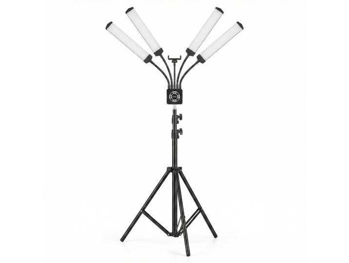 Lampe LED à quatre bras 65W 3200k-5600k pour extensions de cils avec support de téléphone pour maquillage et tatouage