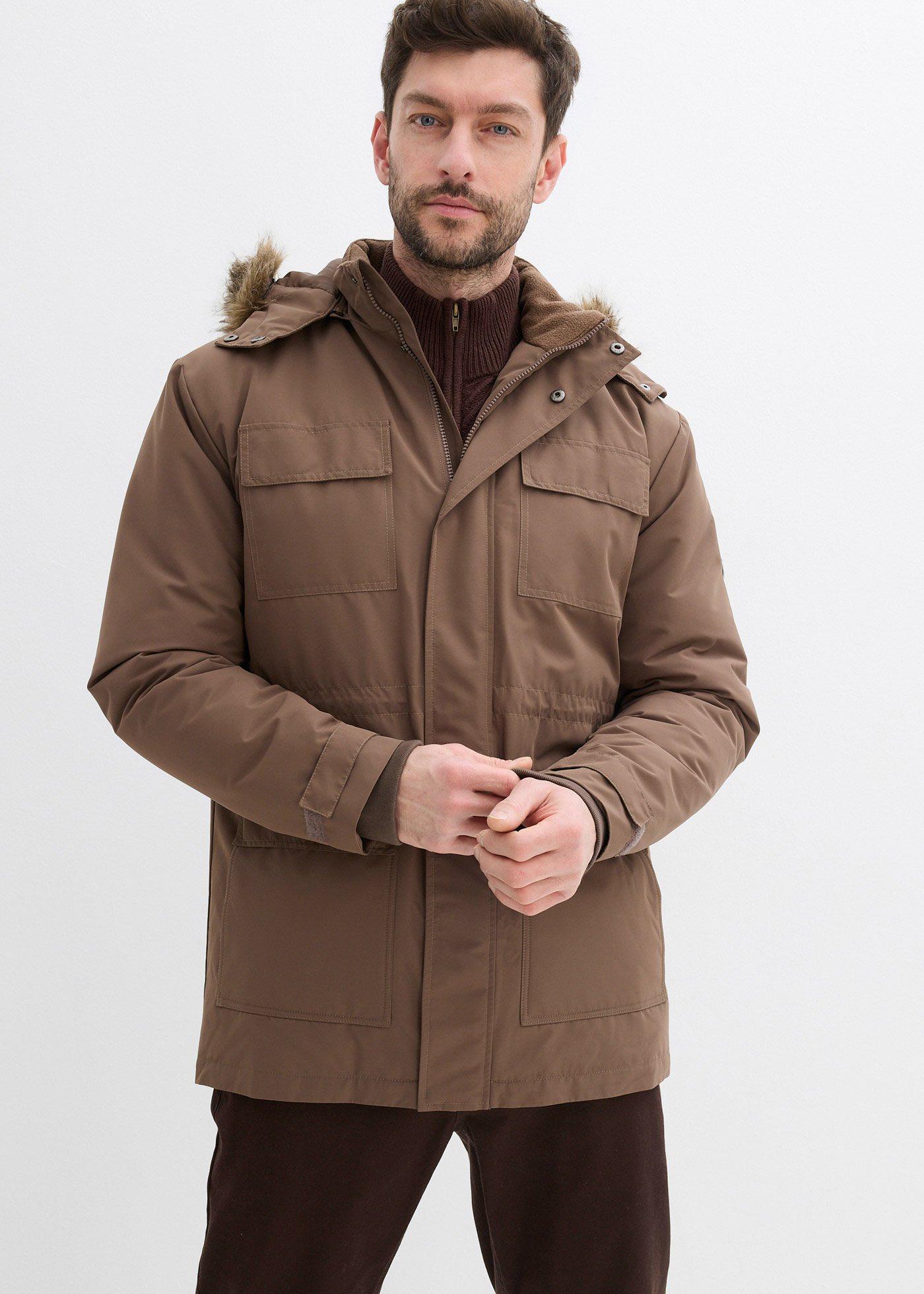 bonprix Wattierter Parka, braun, Gr.56/58 (XL), warm wattierter Long-Parka mit vielen Taschen