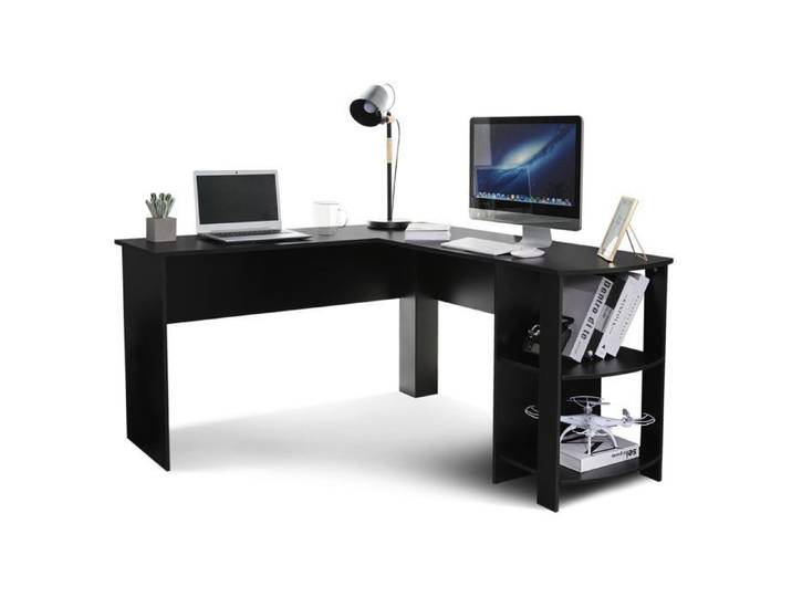 Table d'ordinateur d'angle en L-forme noir MONDEER - Peut mettre plusieurs moniteurs - Idéal pour les jeux