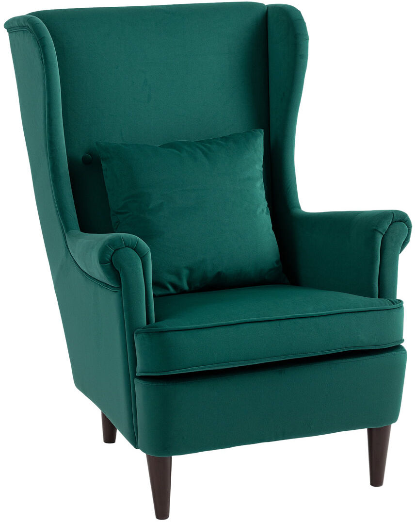 Marlow Home Co. HOMCOM Modern Accent Chair Wingback Armchair High Backrest Dark Green 104cm H X 75cm W X 83cm D